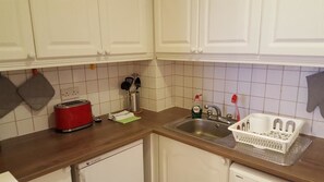 Fridge, microwave, coffee/tea maker
