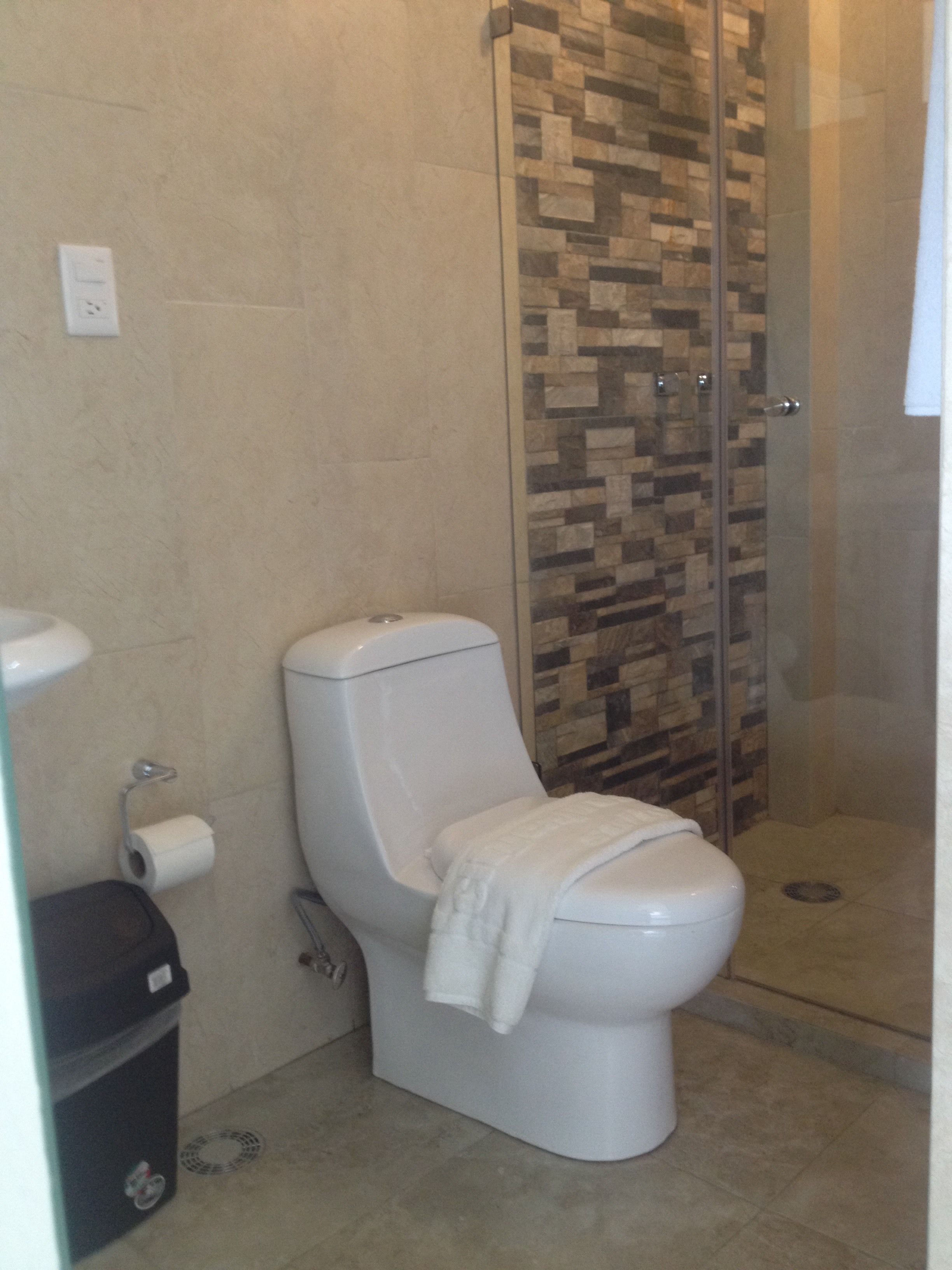 shower, rainfall showerhead, free toiletries, hair dryer