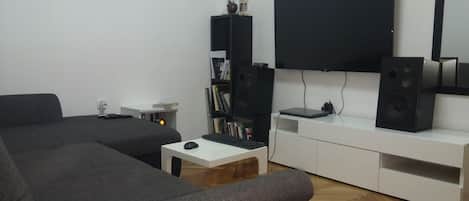 TV, books, stereo