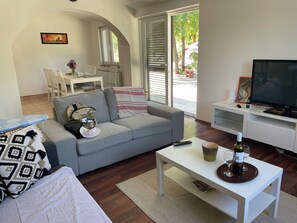 TV, fireplace, DVD player, stereo