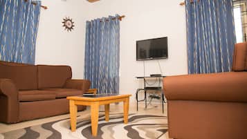Flat-screen TV, DVD player