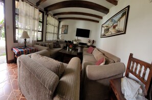 Una Smart TV, una chimenea, un reproductor de DVD