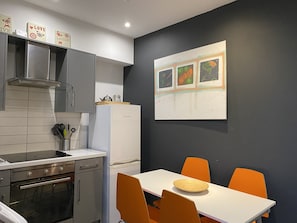 Kitchen with dining area.