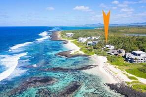 在海灘附近、沙灘巾