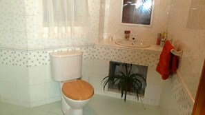 Serviettes fournies, savon, shampoing, papier toilette