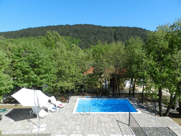 Outdoor pool, pool loungers