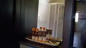 Regadera, secadora de cabello, batas, bidet 