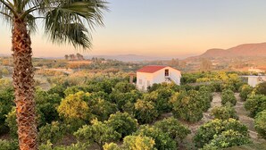 A white building with a red roof surrounded by lush greenery and trees. - Luxury villa w/ stunning views in 2 acres of rural countryside - 30m from coast (Alhaurin el Grande, Málaga)