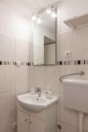 Dusche, Haartrockner, Handtücher