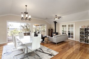 House, Multiple Bedrooms (Moonbarra House) | Living area | Flat-screen TV, fireplace