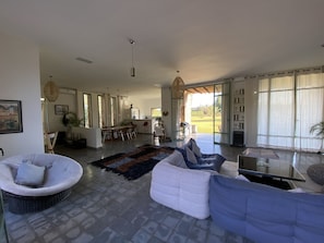 Smart TV, fireplace, DVD player, books
