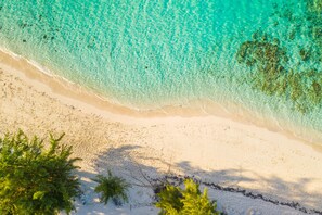 Plage, chaises longues, serviettes de plage