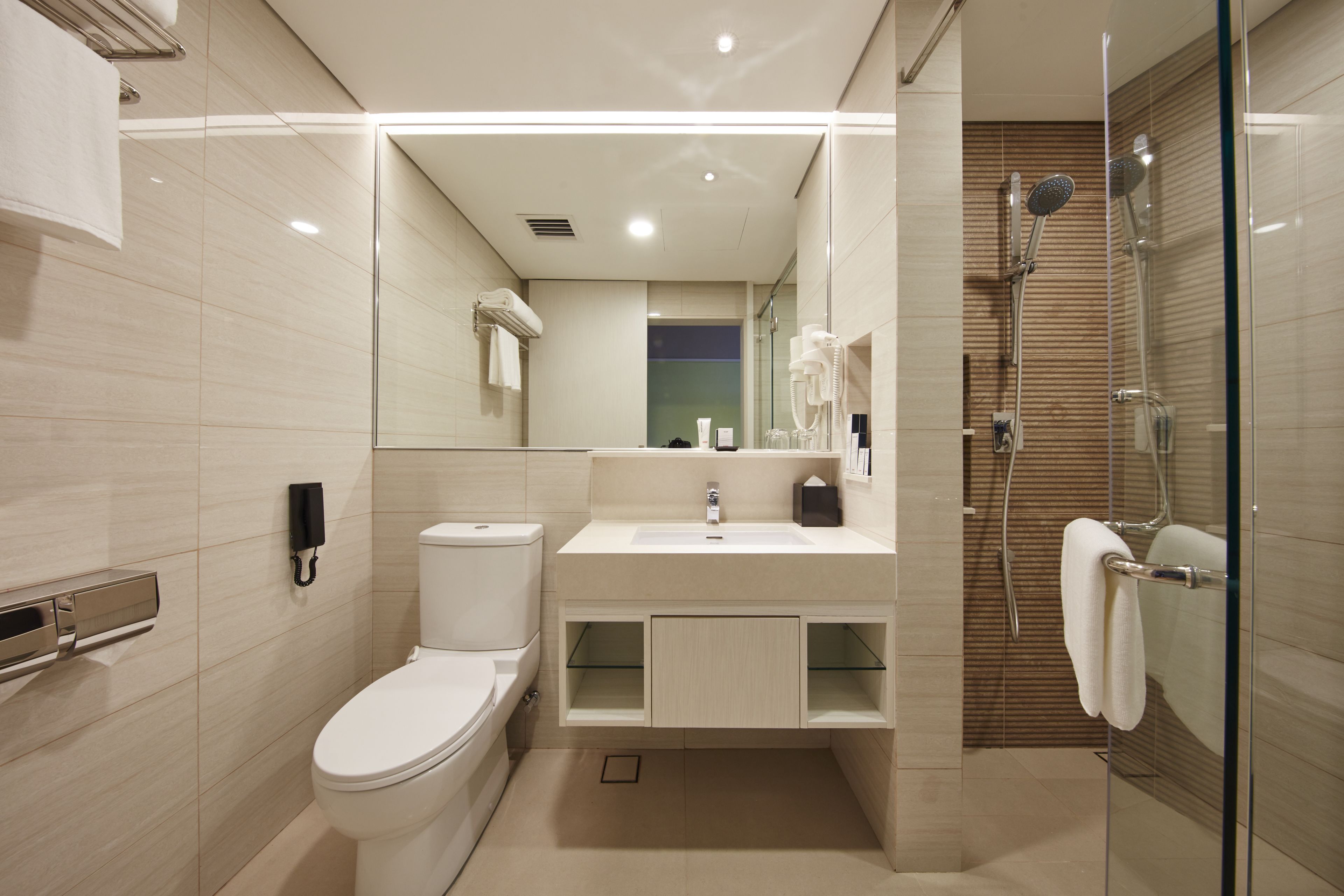 shower, free toiletries, hair dryer, slippers