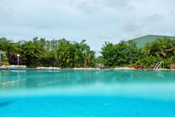 Outdoor pool, pool loungers