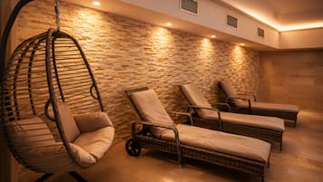 Sauna seca, sauna a vapor, aromaterapia, massagens com pedras quentes
