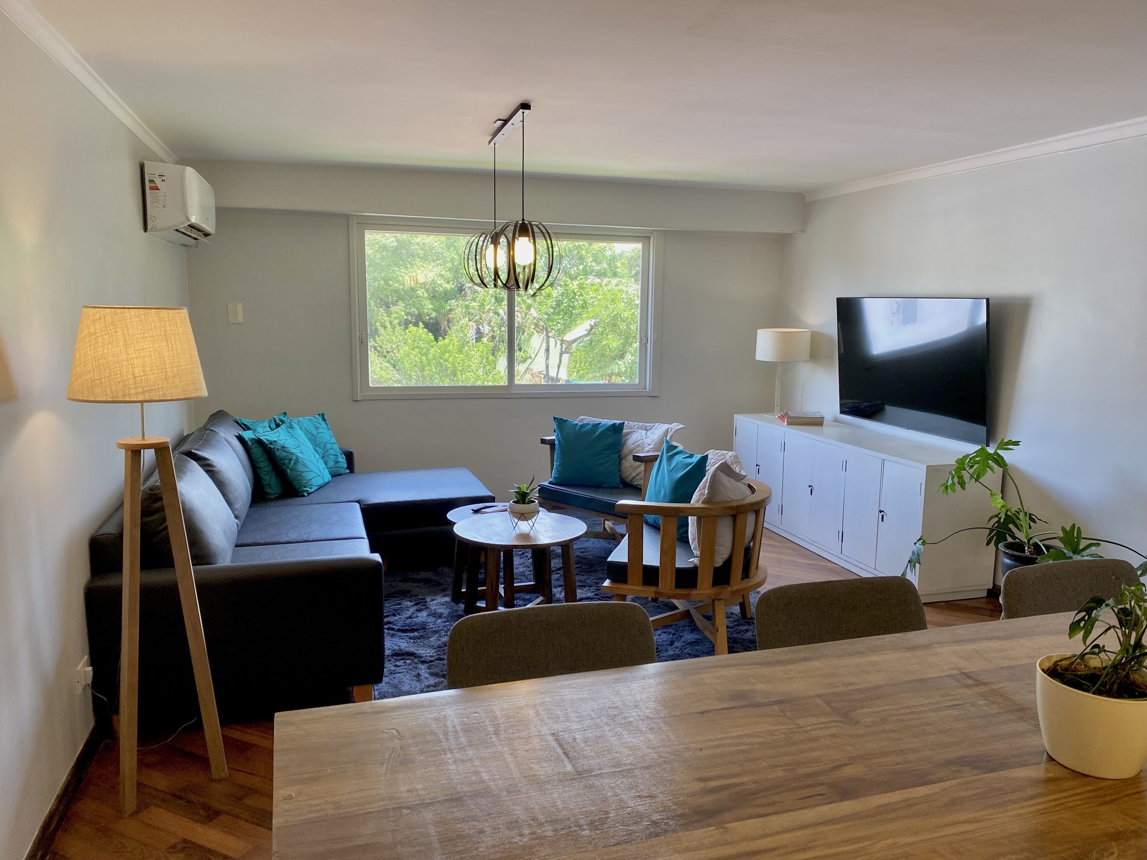 Family Apartment, 3 Bedrooms, Garden View | Living area | 43-inch flat-screen TV with cable channels, LED TV