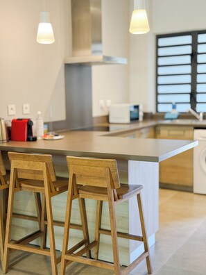 Apartment, 1 Bedroom, Garden View | Private kitchen | Fridge, microwave, oven, stovetop - Choisy Les Bains with LOV (Mont Choisy)