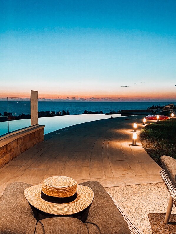 Outdoor pool - Secluded large 2 bedroom villa with great sea views in around the farmlands. (Peyia)