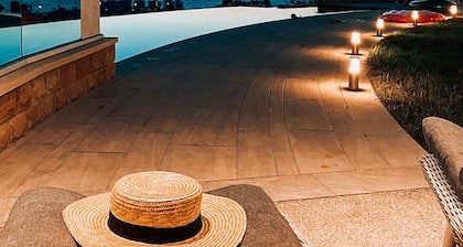 Secluded large 2 bedroom villa with great sea views in around the farmlands.