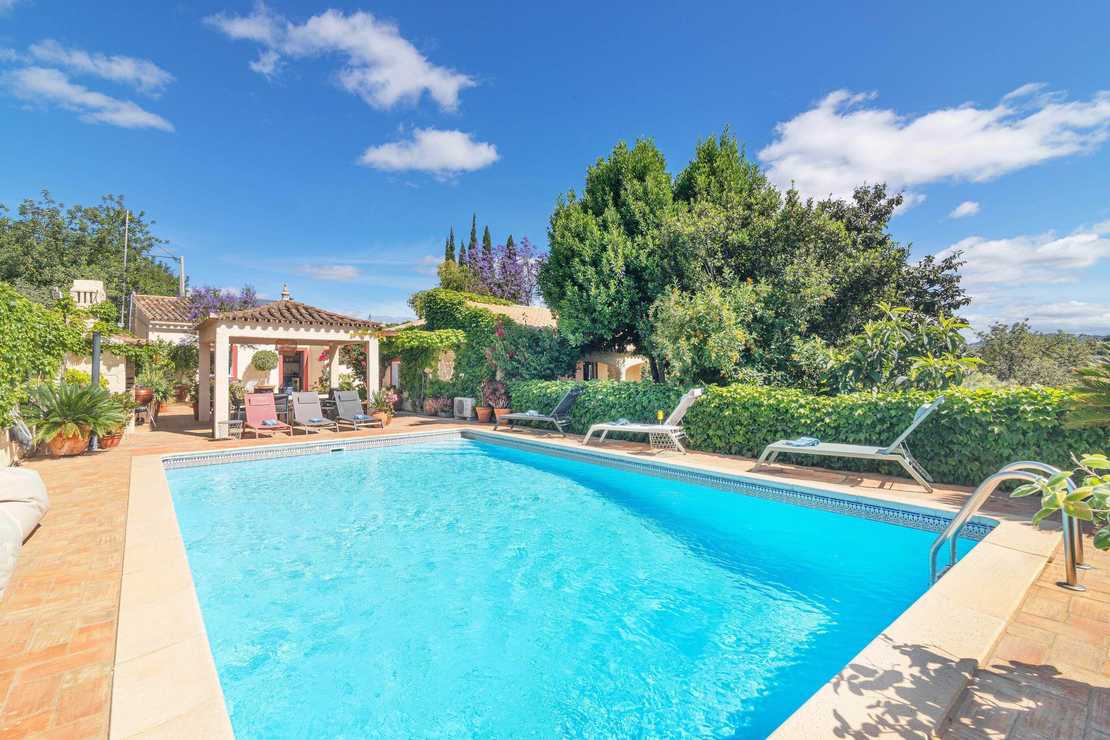 Relax in your private oasis with a sparkling pool, comfy loungers & shaded area.