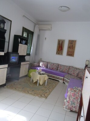 Televisión, reproductor de DVD, libros y videoteca 