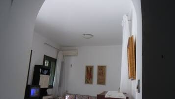 Televisie, een dvd-speler, boeken en een filmbibliotheek