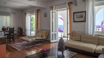 Smart TV, DVD player, books, music library