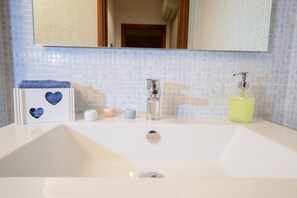 Dusch, hårtork, bidé och handdukar