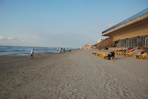 Sun-loungers, beach towels
