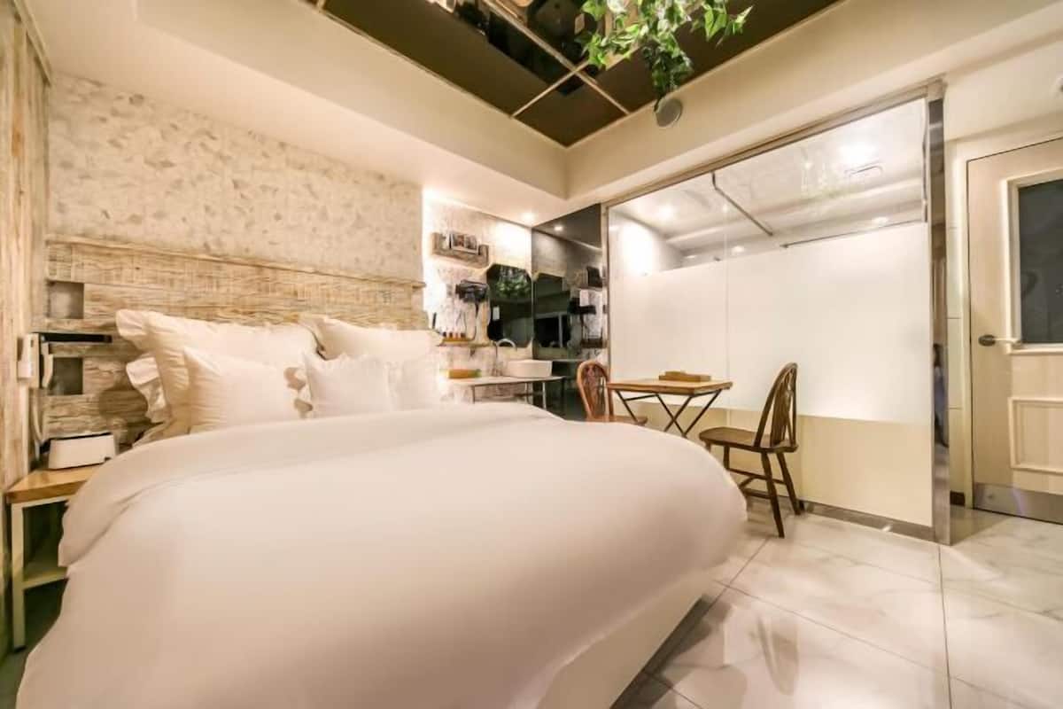 Individually decorated, individually furnished, desk, blackout drapes