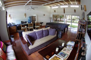 TV, video games, DVD player, ping pong