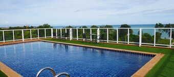 Beachfront, Rooftop saltwater pool with panoramic sea view