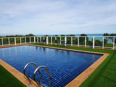 Beachfront, Rooftop saltwater pool with panoramic sea view