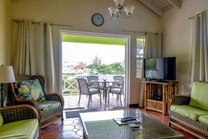 TV, DVD player, books, stereo