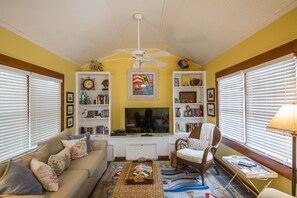 Smart TV, DVD player, ping pong, books