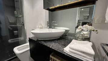 Apartment | Bathroom | Shower, free toiletries, hair dryer, towels