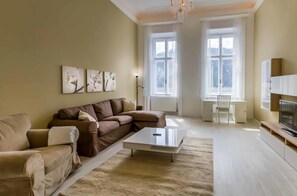 Apartment, 2 Bedrooms | Living room | 32-inch flat-screen TV with digital channels, TV - Pelicanstay at Riverside Danube (Budapest)