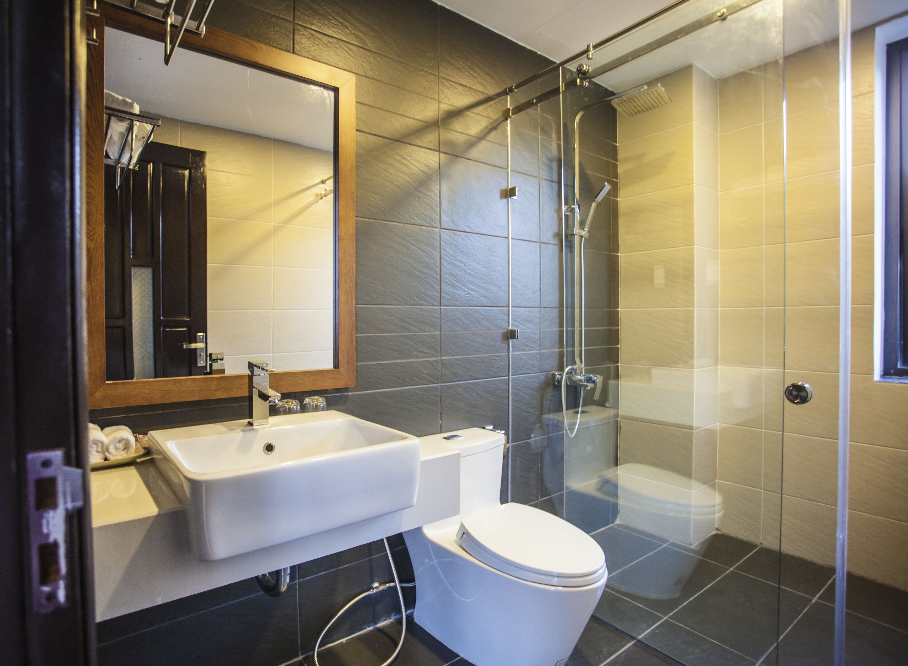 free toiletries, hair dryer, bathrobes, slippers