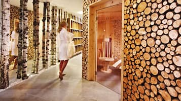 Sauna, steam room, body treatments, body wraps, body scrubs, facials