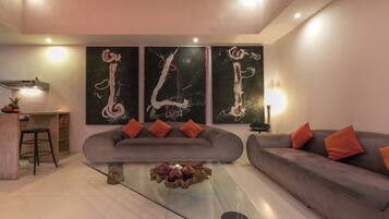 Villa, 2 Bedrooms, Private Pool | Living area | Flat-screen TV, DVD player
