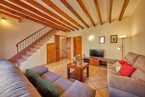 Maison, 3 chambres, terrasse | Salle de séjour | Télévision à écran plat, cheminée