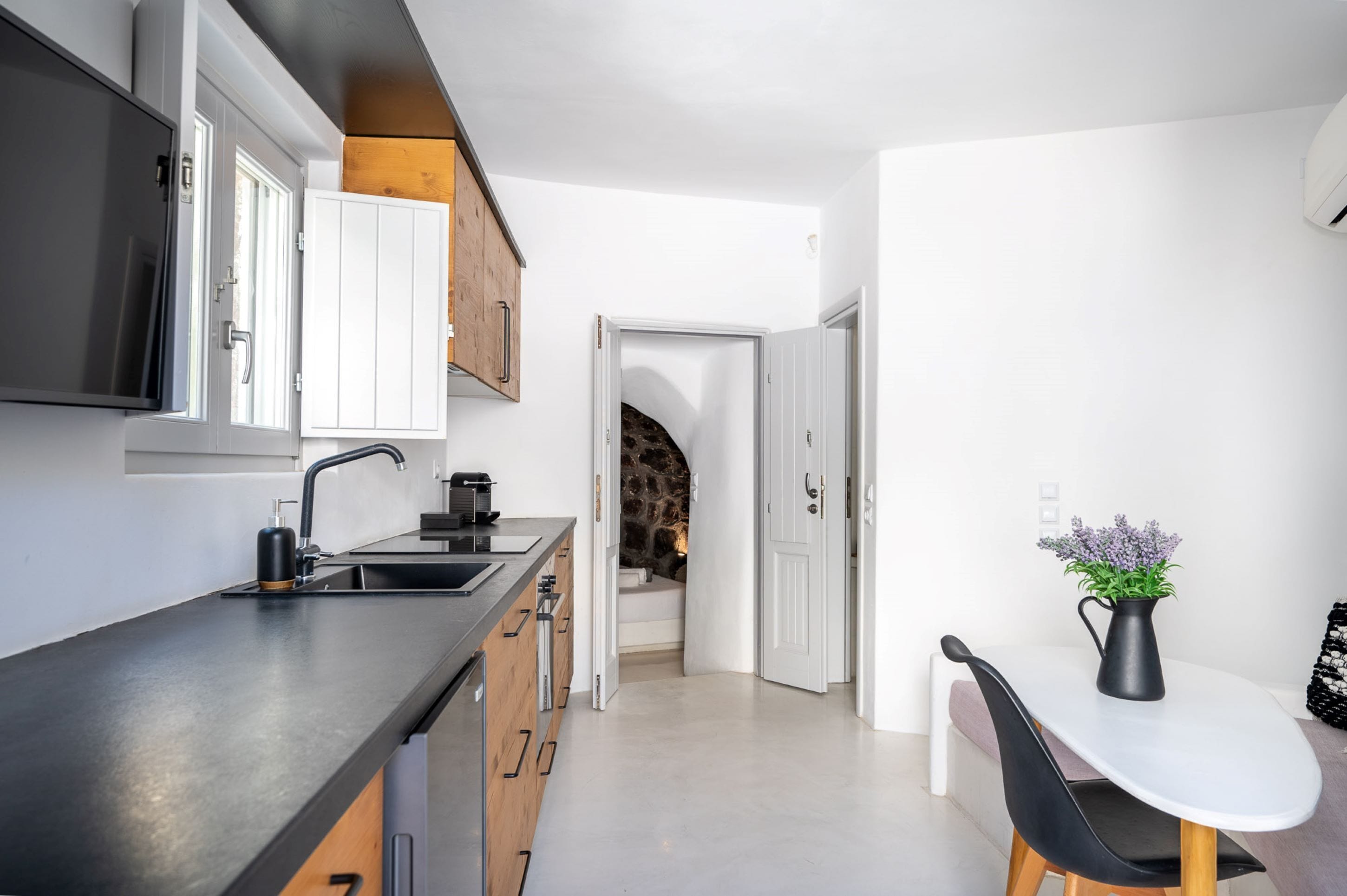 two bedroom sea view villa with hot tub - fourni | private kitchen | fridge, oven, stovetop, espresso maker