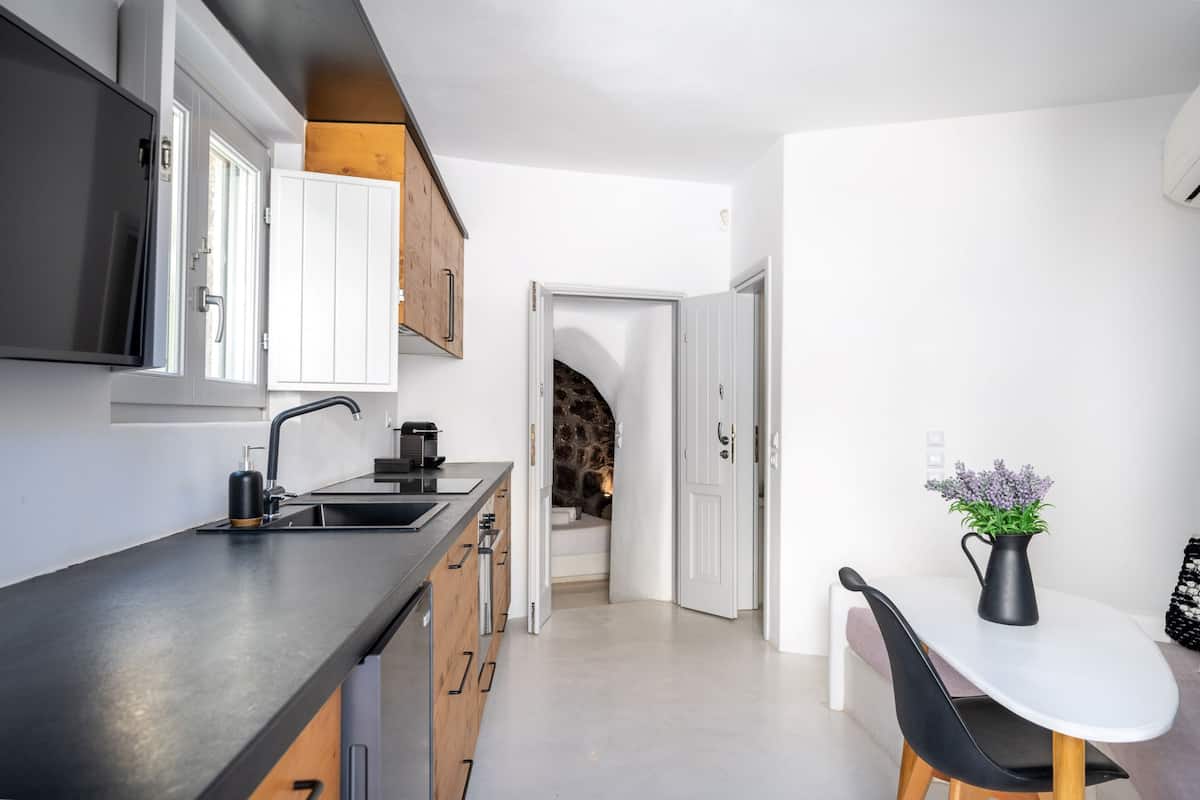 two bedroom sea view villa with hot tub - fourni | private kitchen | fridge, oven, stovetop, espresso maker