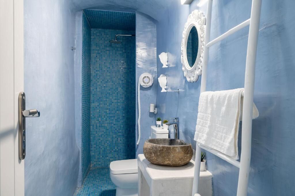 deluxe one bedroom sea view villa with hot tub - perasto | bathroom | shower, rainfall showerhead, free toiletries, hair dryer