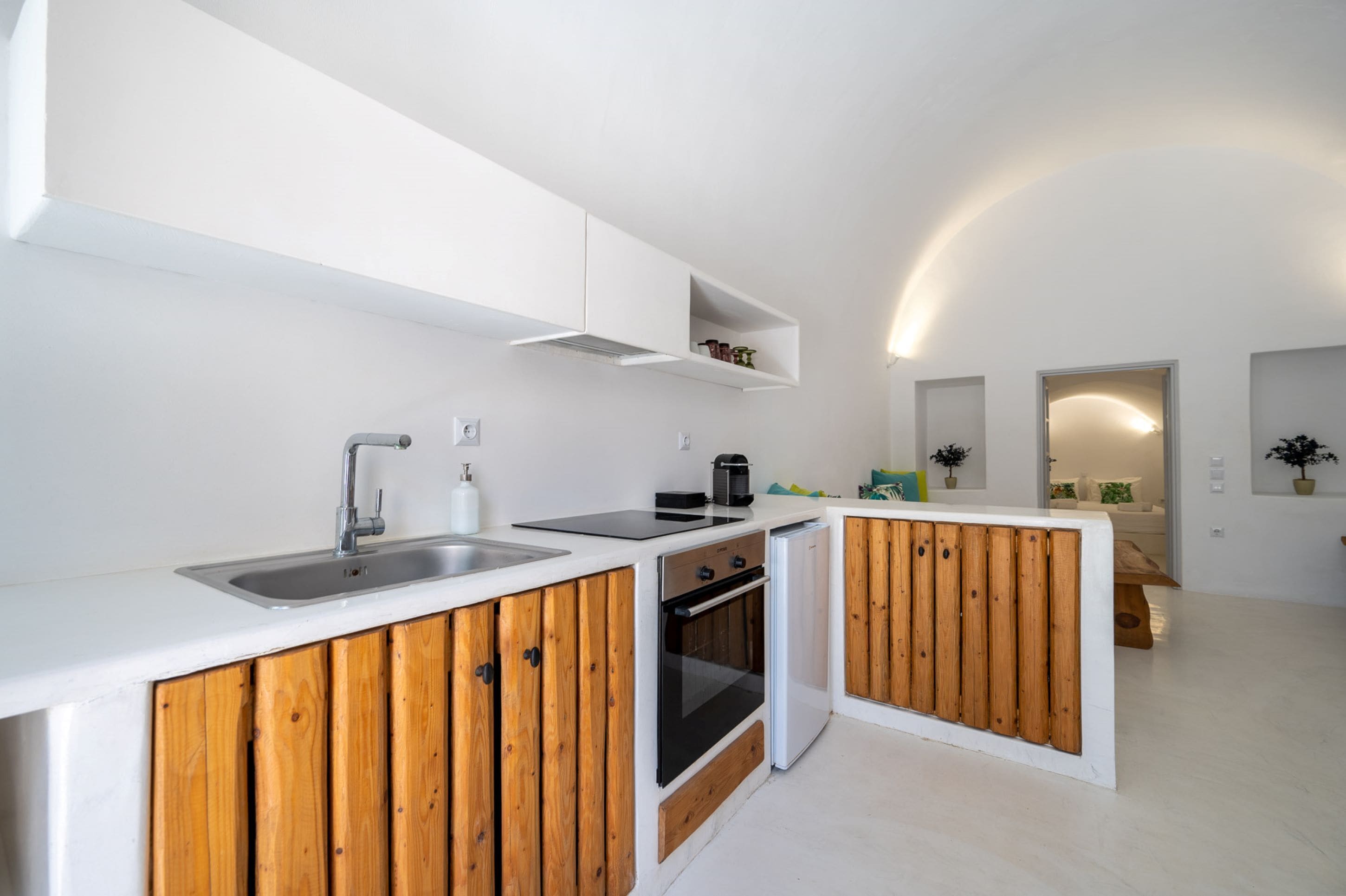 one-bedroom sea view villa with hot tub - lithos | private kitchen | fridge, oven, stovetop, espresso maker