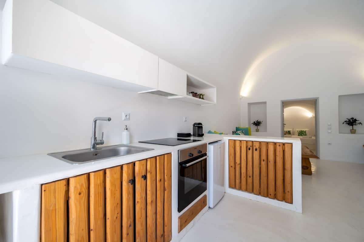 one-bedroom sea view villa with hot tub - lithos | private kitchen | fridge, oven, stovetop, espresso maker