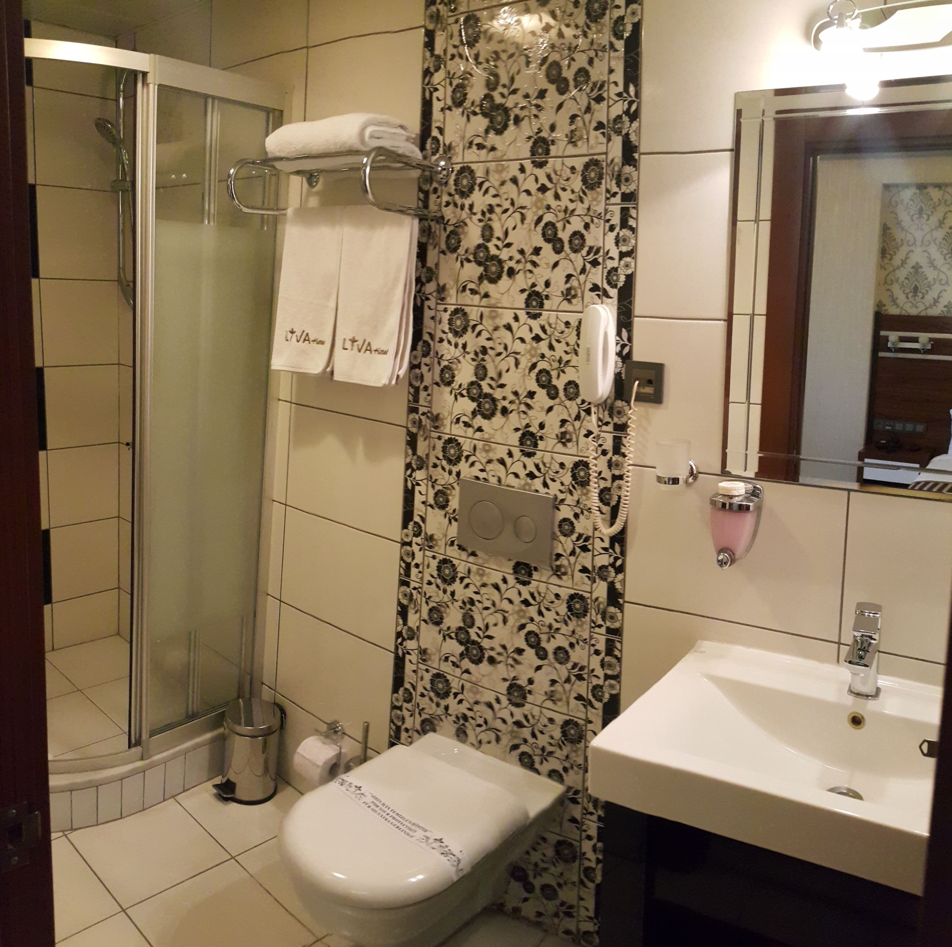 shower, free toiletries, hair dryer, slippers