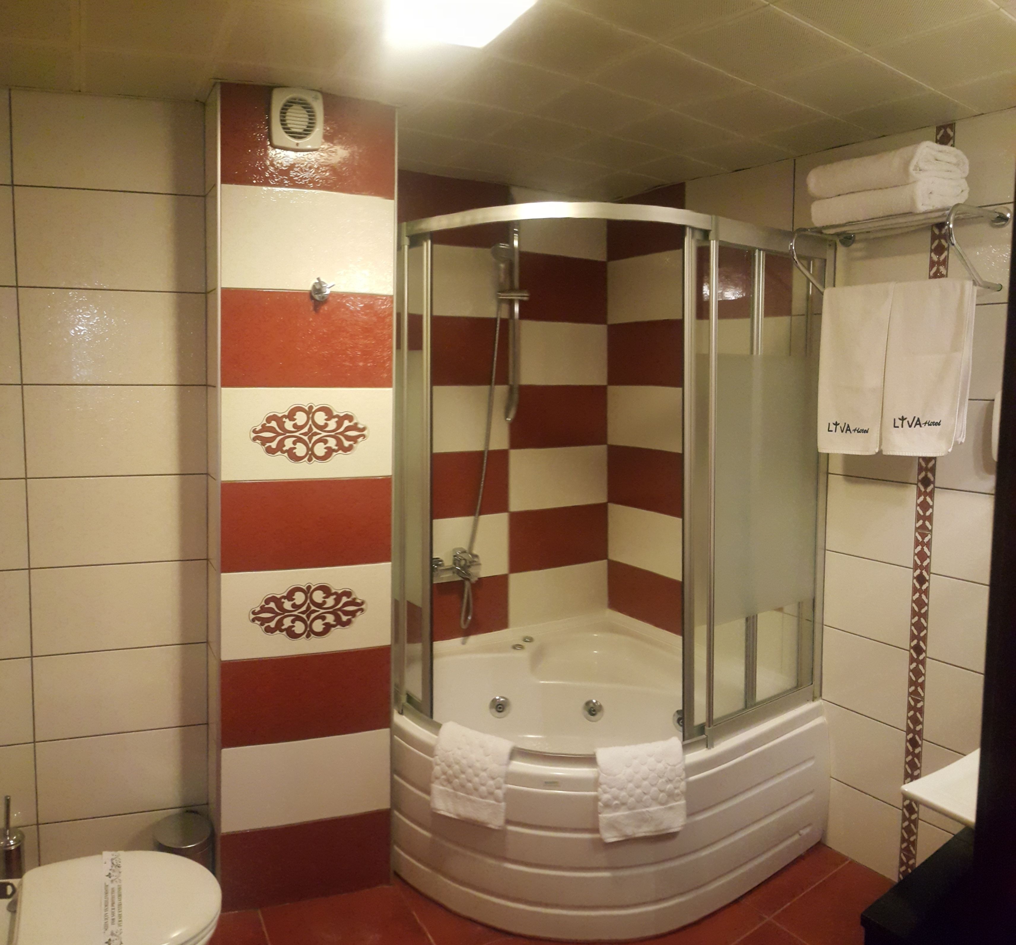 deluxe suite | bathroom | shower, free toiletries, hair dryer, slippers