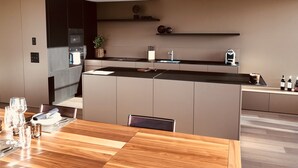 Leilighet – city, 2 soverom, utsikt mot innsjø, tårn | Eget kjøkken | Kaffetrakter/tekoker, kjøleskap, ovn og kokeplater