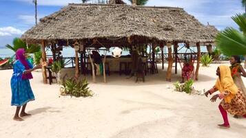 On the beach, beach bar, fishing